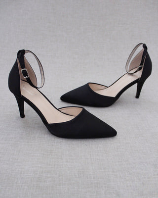 Black Satin Evening Heels