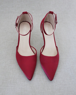 Burgundy Satin Evening Heels