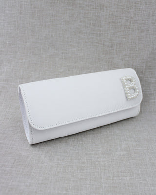 Personalized White Satin Wedding ClutchClutch