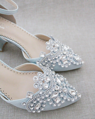 Embellished Rhinestones Block Heel for Wedding