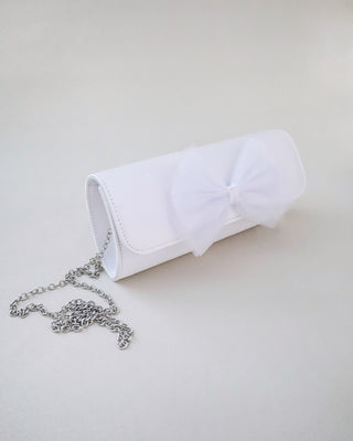 Satin Wedding Clutch with Tulle BowClutch