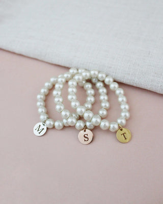 All Pearls Bracelet with Monogram Initial