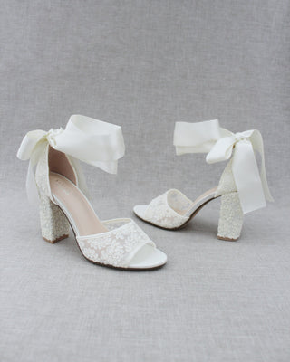 ivory wedding block heels