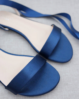 Satin Flat Sandal with Ballerina Lace Up