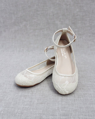 Ivory Lace Kids Flats