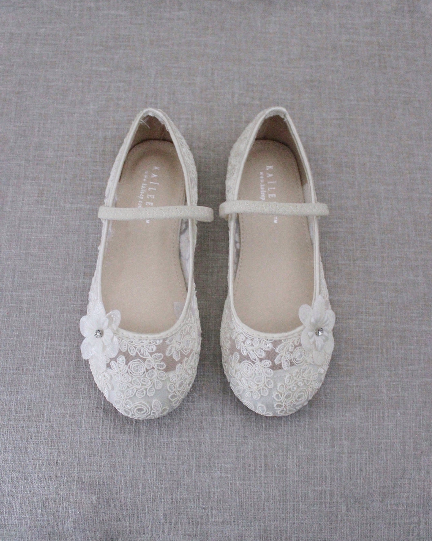 Flower girl crochet lace ballet flats sale