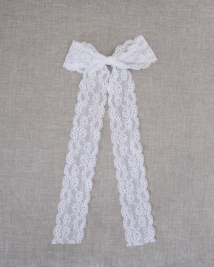 White Long Tail Vintage Lace Bow Hair Clip