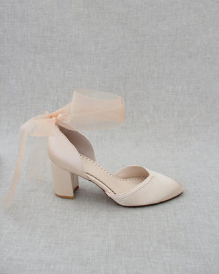 Ankle Wrap Tie Evening Block HeelsWomen Shoes