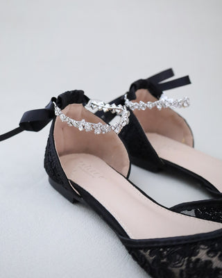 black crochet lace wedding flats