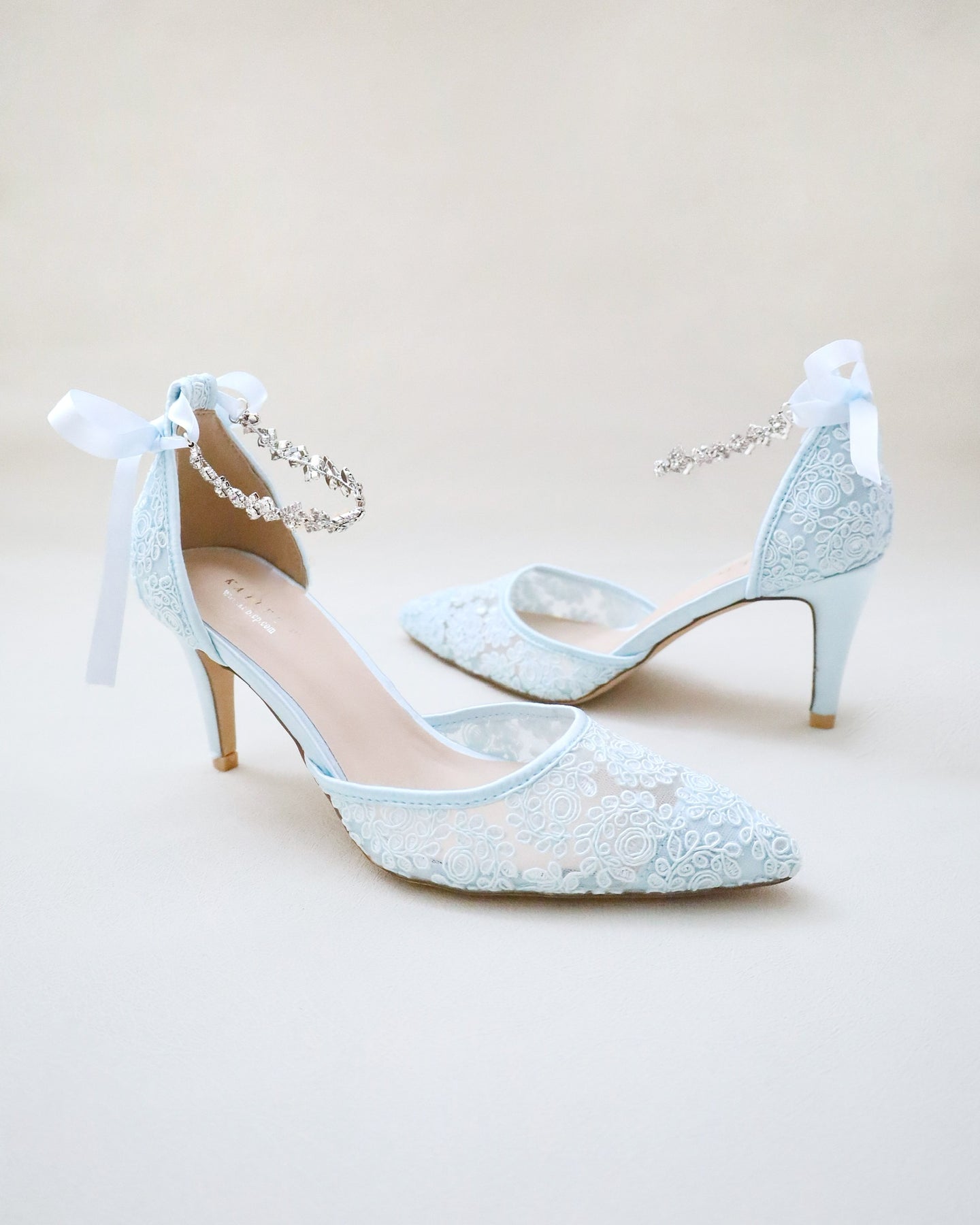 Wedding Lace Heels With Amaryllis Crystal Strap, Bridal Shoes – Kailee ...