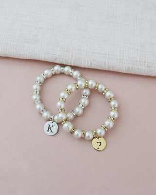 Pearls Bracelet with Monogram Initial