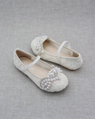 ivory crochet pearl shoes