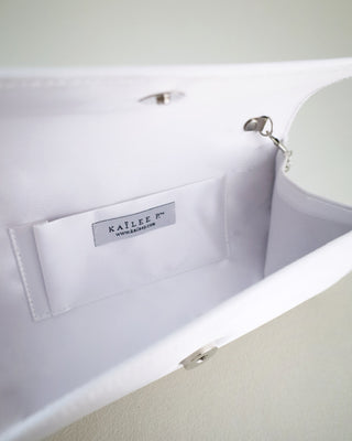 Personalized White Satin Wedding ClutchClutch