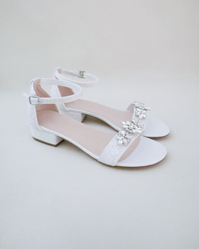 white glitter heel embellished wedding sandals
