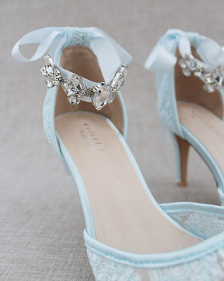 Wedding Lace Heels With Crystal StrapWomen Shoes