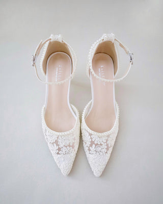 ivory crochet wedding shoes with pearls