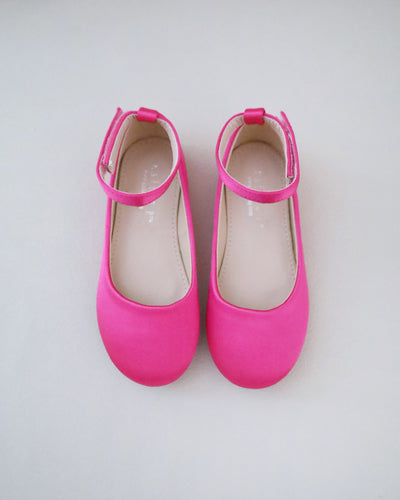 fuchsia satin flower girls shoes