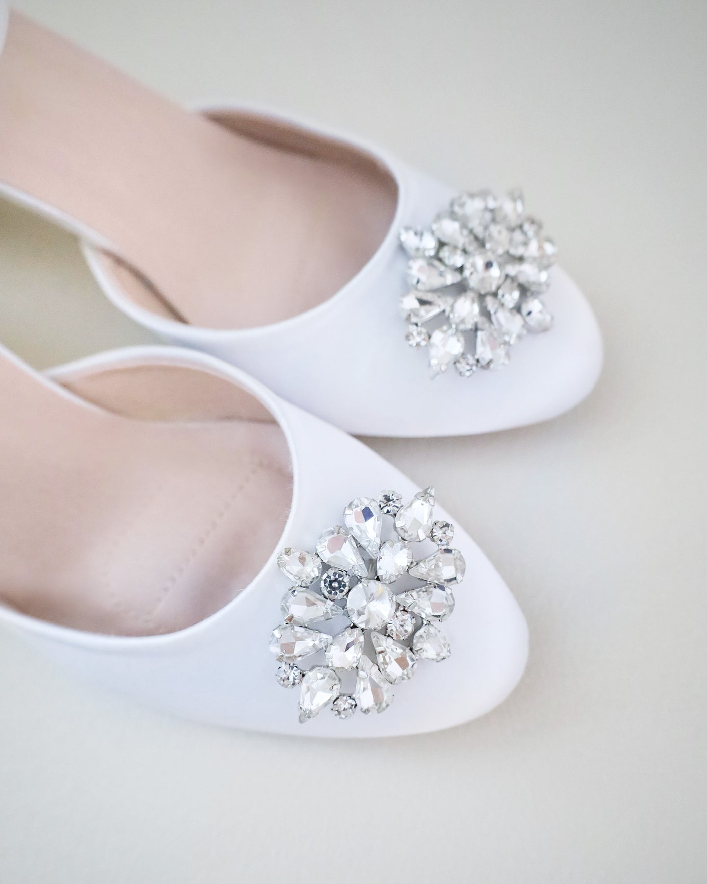 Satin Wedding Block Heel with Cluster Teardrop Rhinestones,Bridal Heel ...