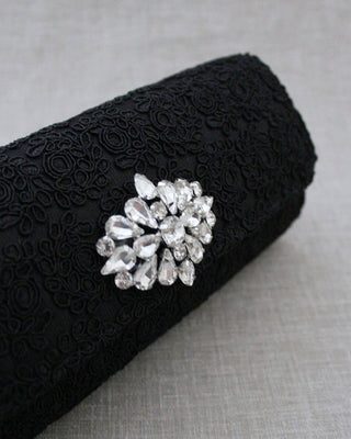 Crochet Evening Clutch with Cluster Teardrop BroochClutch
