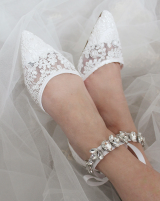 Wedding Lace Heels With Crystal StrapWomen Shoes