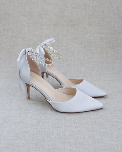 Women's Mid-Low Heels Pointed Toe Stiletto Heel Street Wear Silver Pumps -  Milanoo.com