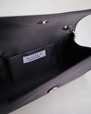Satin Evening Clutch with Butterfly Brooch