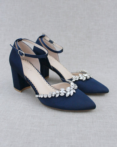 navy block heel