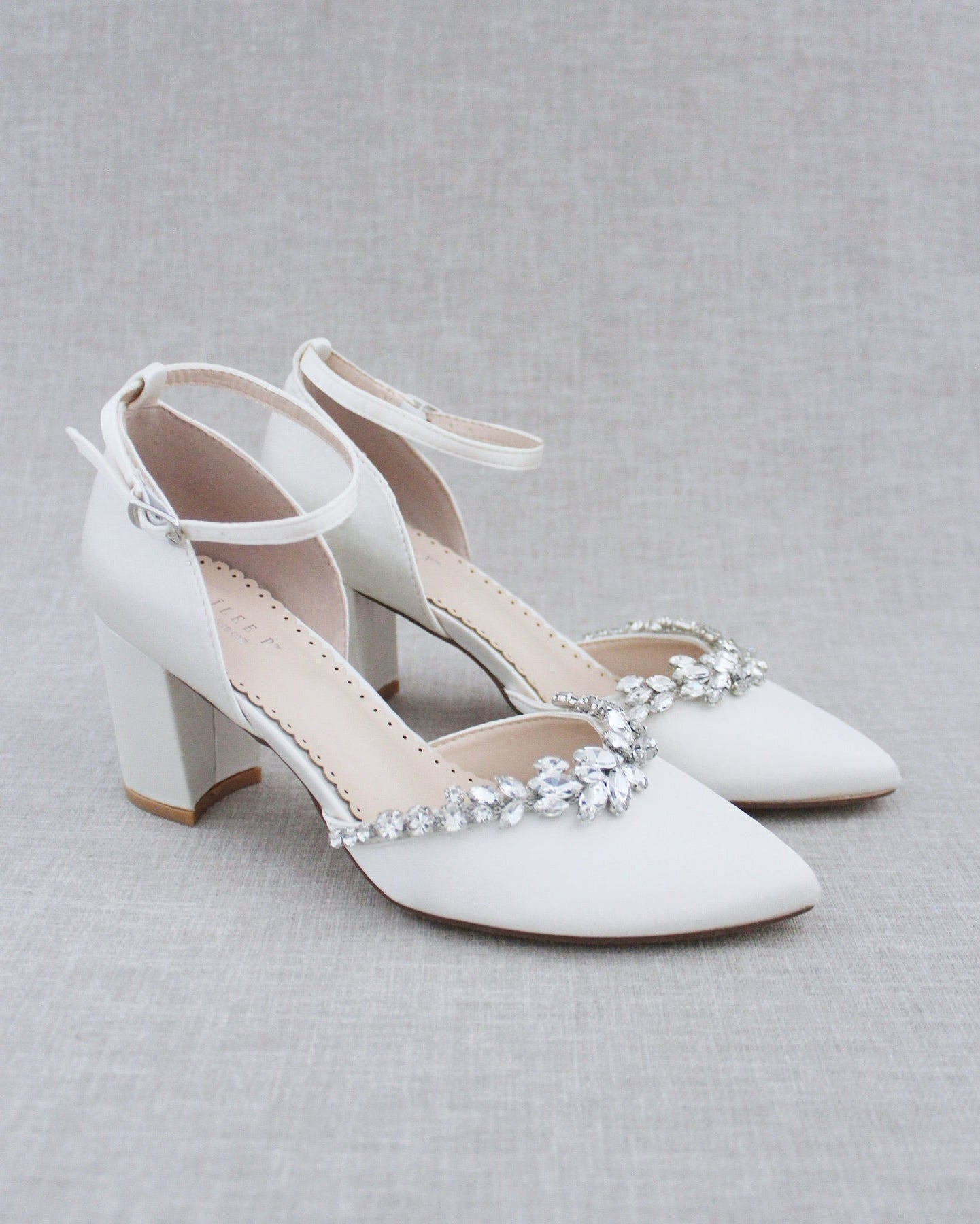 Ivory Wedding Shoes With Pearls, Block Heel Slingback - Etsy
