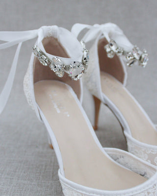 Wedding Lace Heels With Crystal StrapWomen Shoes