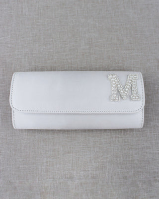 Personalized White Satin Wedding ClutchClutch