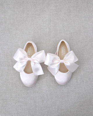Satin Mary Jane Flats with Satin Bow