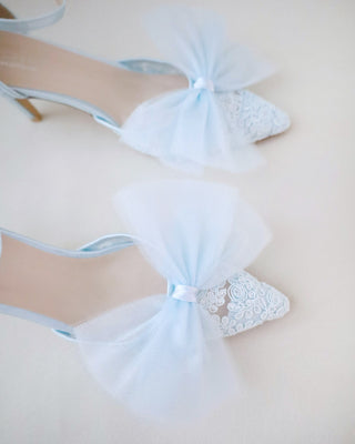 Lace Wedding Heels with Front Tulle BowWomen Shoes