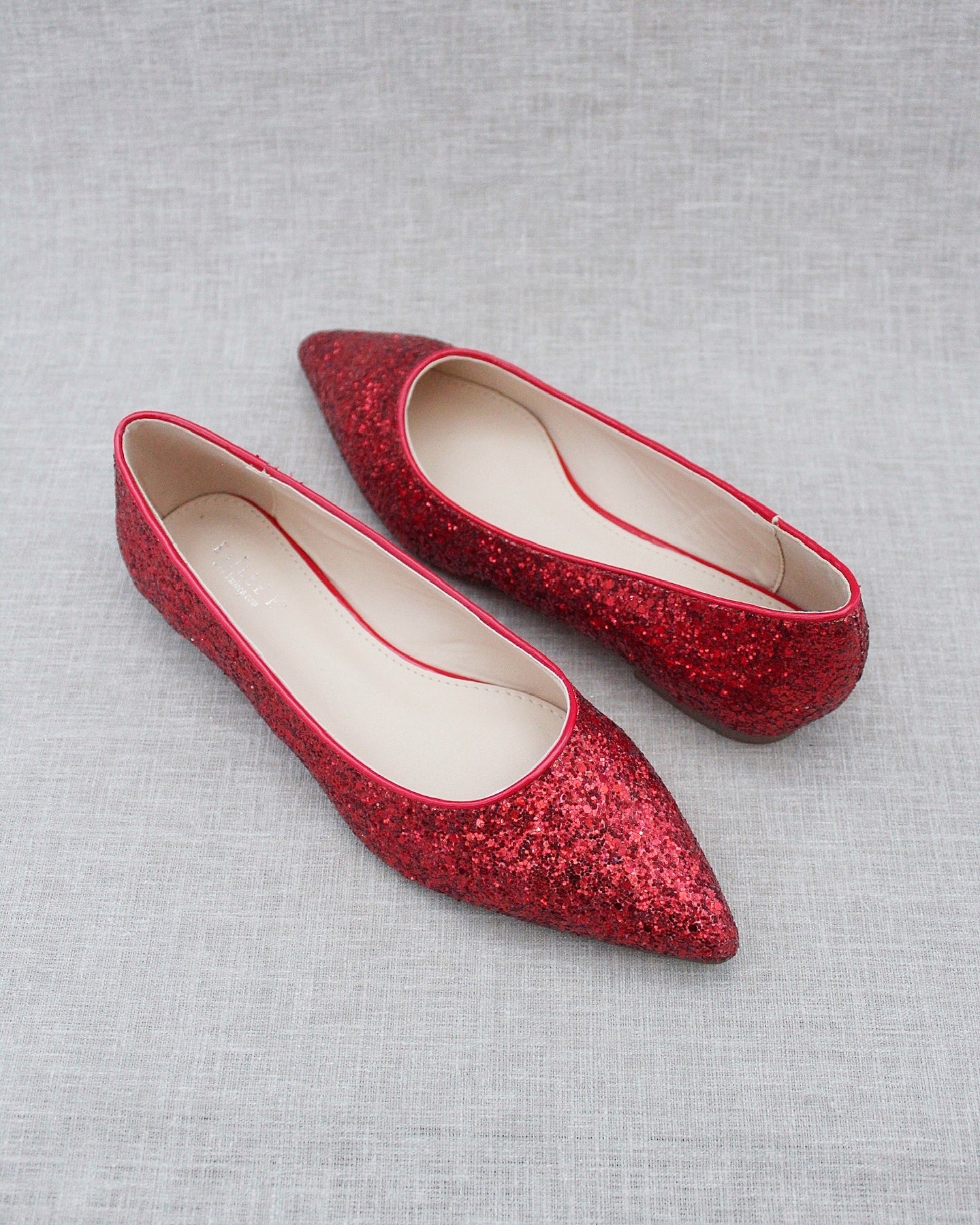Red sparkly flat shoes Clearance