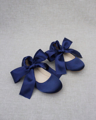 navy satin girls shoes