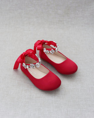 Red Flats with Rhinestone Straps