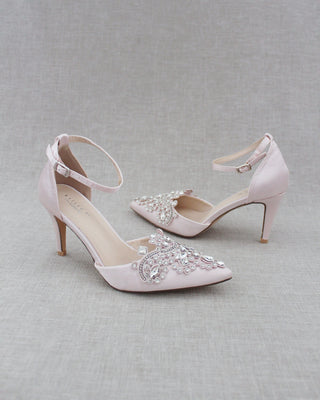 Dusty Pink Evening heels with rhinestones embellished