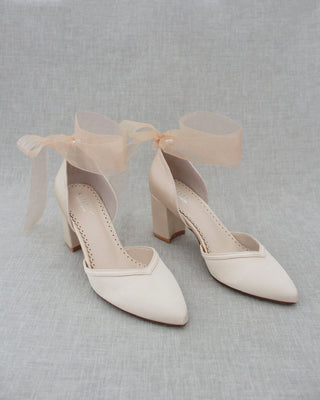 Ankle Wrap Tie Evening Block HeelsWomen Shoes