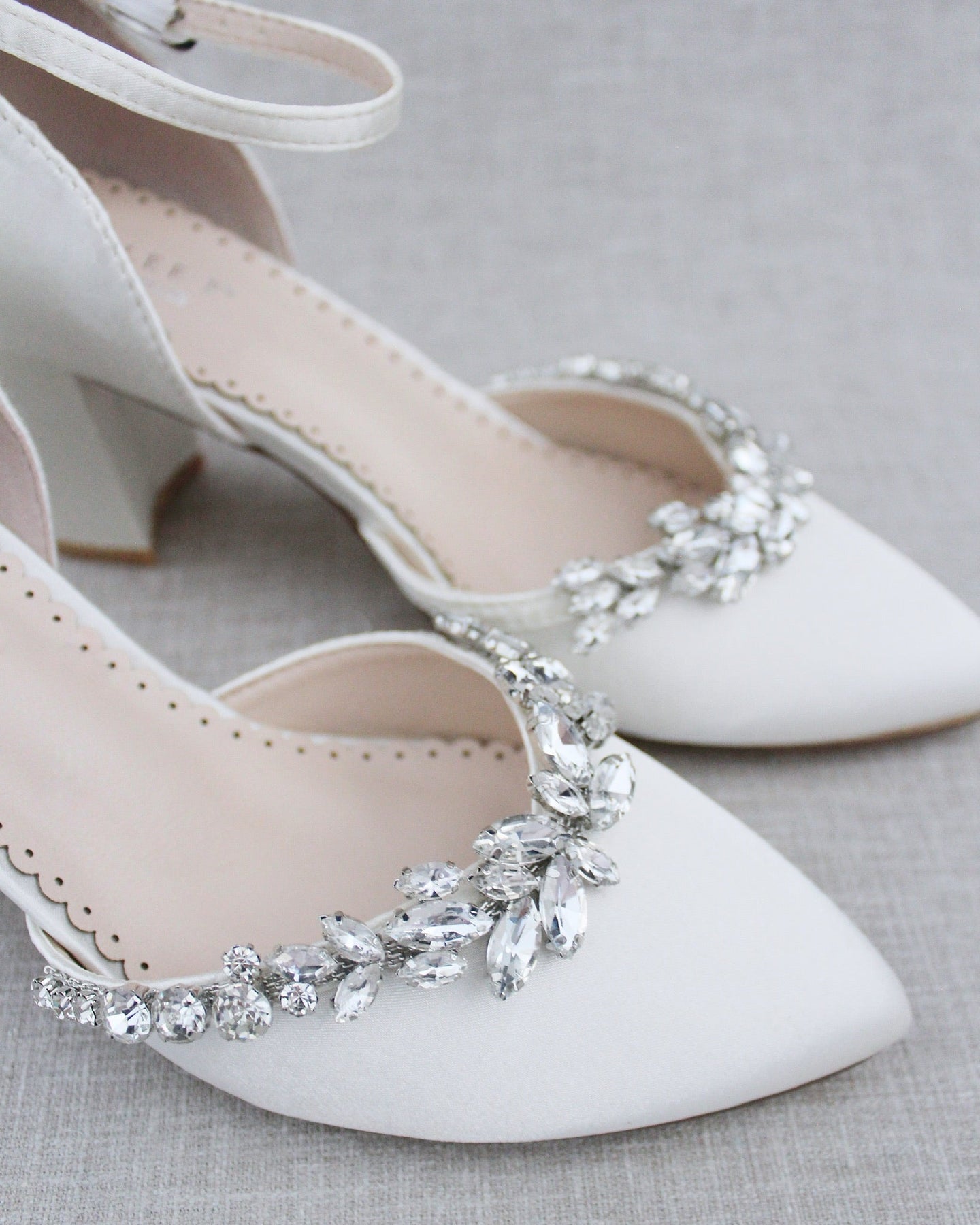Marquise Rhinestone Block Heel Wedding Shoes, Bridal, Something Blue ...