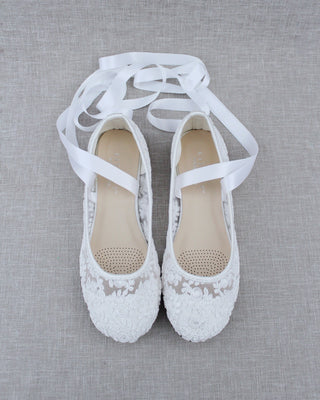 Crochet Lace Flats with Ballerina Lace Up