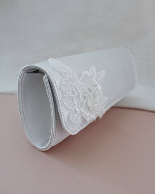 Camellia Satin White Wedding ClutchClutch