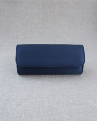 navy satin wedding clutch