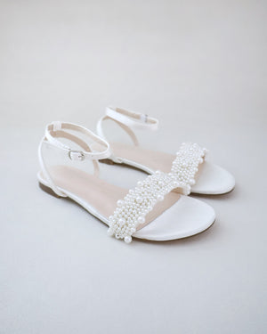 Satin Wedding Flat Sandal with Perla Applique