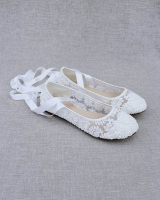Crochet Lace Flats with Ballerina Lace Up