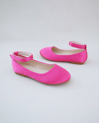 fuchsia satin flower girls shoes