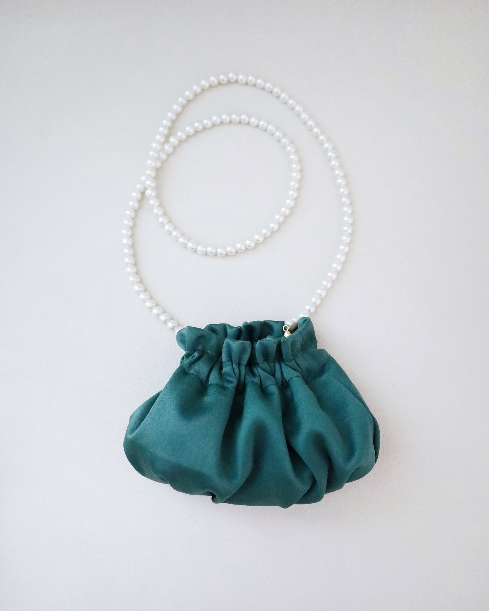 Satin crossbody bag with faux pearl handle online