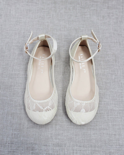 Ivory Lace Kids Flats
