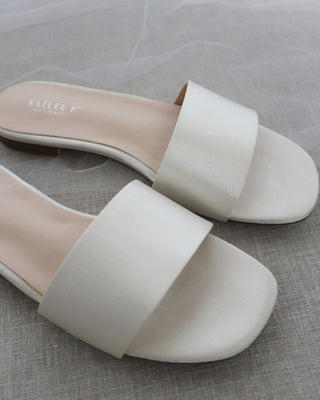 White Satin Women Flats