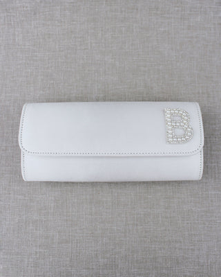 Personalized White Satin Wedding ClutchClutch