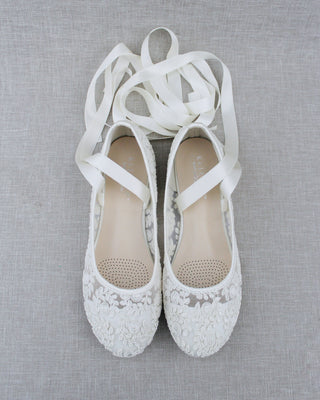 Crochet Lace Flats Ballerina Lace Up