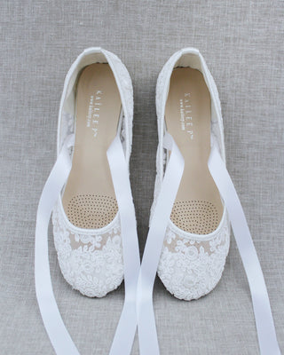 Crochet Lace Flats with Ballerina Lace Up